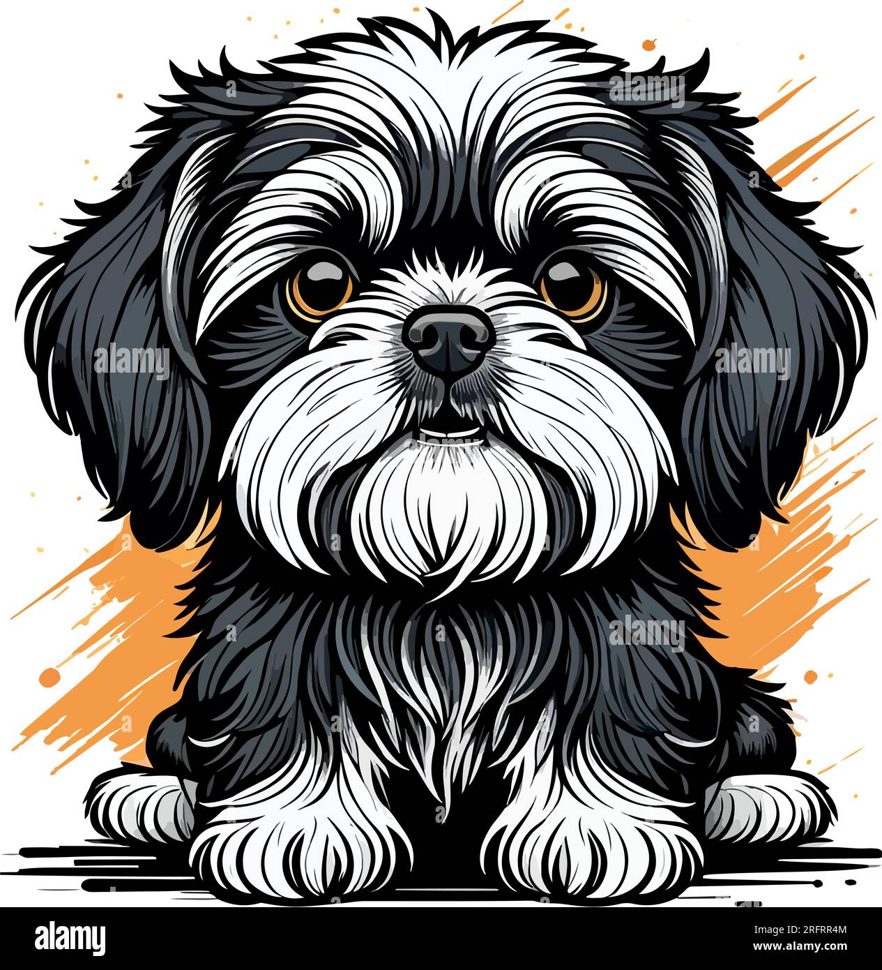 Atemberaubende und schöne Shih Tzu Welpen-Kunst Stock Vektor