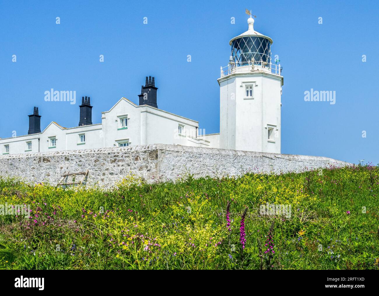 Der Leuchtturm am Lizard Point, Cornwall, der südlichste Punkt des britischen Festlands. Stockfoto