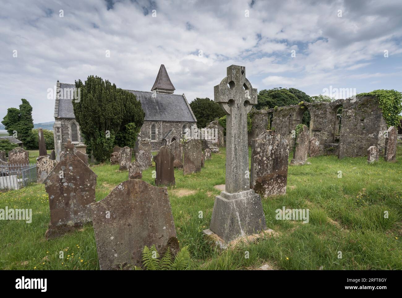 Historischer Friedhof und Kirche von Wigtown. Stockfoto
