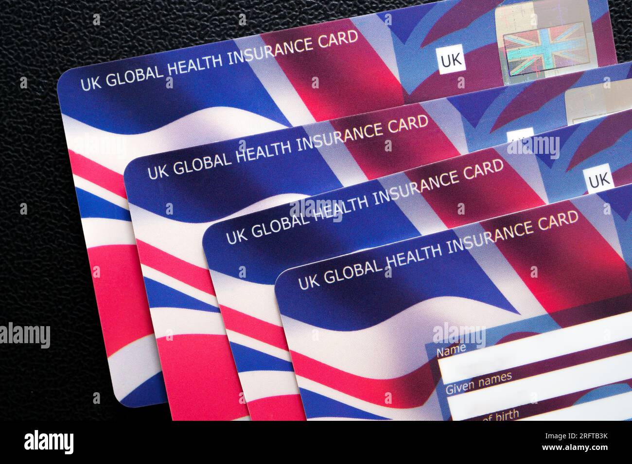 UK Global Health Insurance Card GHIC. Die Versicherungskarte, mit der Sie staatliche Gesundheitsversorgung in Europa zu reduzierten Kosten oder kostenlos erhalten. Stafford, Vereint Stockfoto