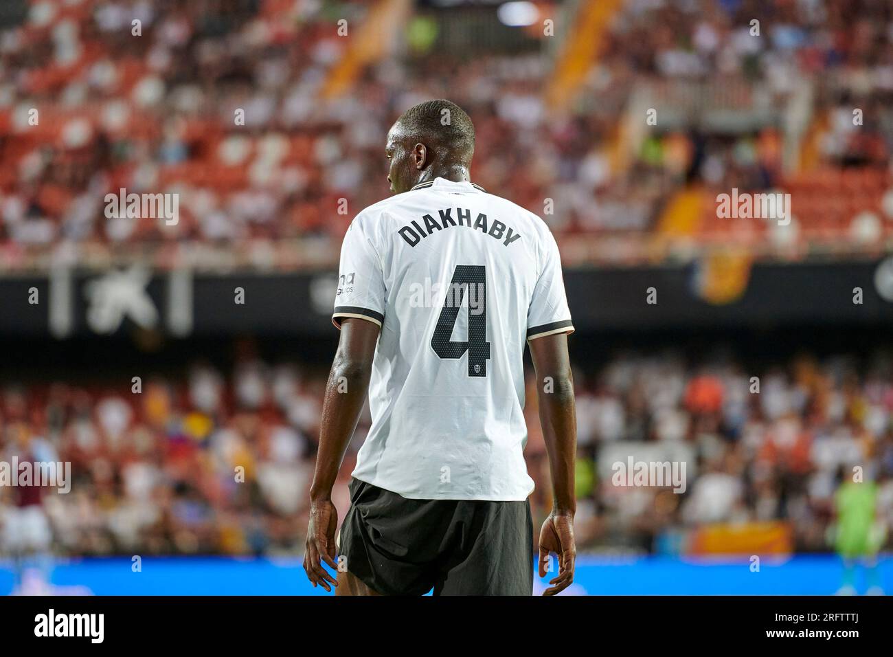 Mouctar Diakhaby von Valencia CF in Aktion während der regulären VORSAISON La Liga EA Sport am 5. august 2023 im Mestalla Stadion (Valencia, La Liga EA Sp Stockfoto