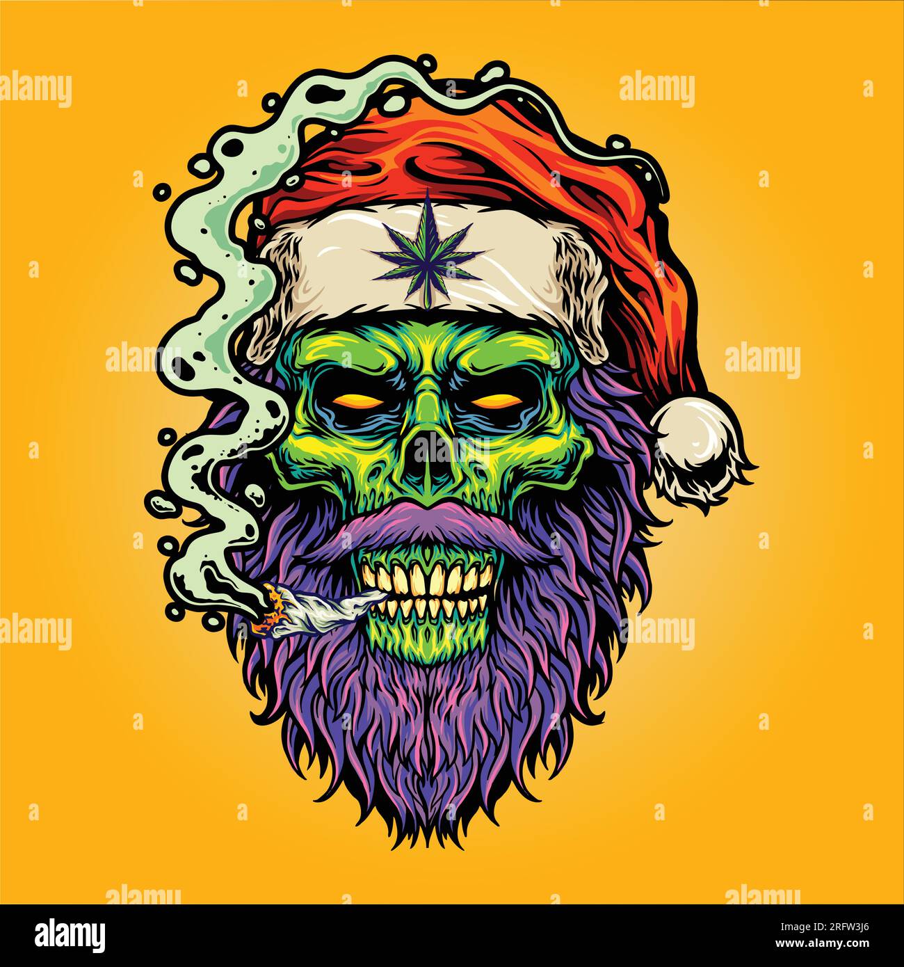 Stoned Zombie santa claus auf Cannabis Albtraum vor weihnachten Vektorbilder für Ihr Arbeitslogo, Merchandise-T-Shirt, Aufkleber und Label desi Stock Vektor