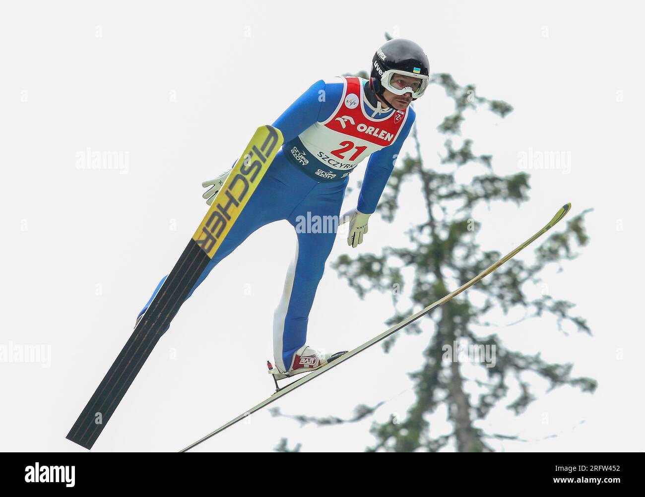 Szczyrk, Polen. 05. Aug. 2023. Vitaliy Kalinichenko während des individuellen Wettbewerbs des FIS Ski Jumping Summer Grand Prixp in Wisla. Kredit: SOPA Images Limited/Alamy Live News Stockfoto