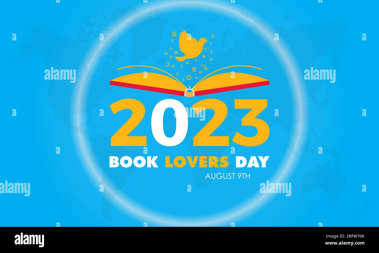 2023 Konzeptbuch-Liebhaber-Tag Vektordesign-Illustration. Buch Lernkonzept für Buch-Liebhaber, Alphabetisierungs- oder Bibliotheksstudium Stock Vektor