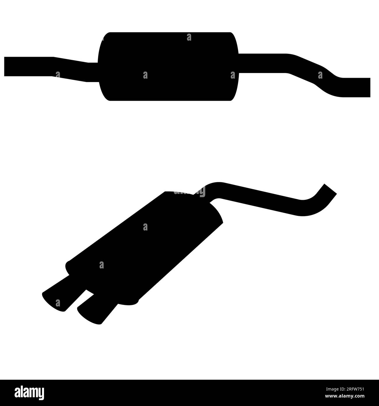 Symbol für Auspuffschalldämpfer. Auspuffrohr-Schild. Schalldämpfersymbol. Flacher Stil. Stockfoto