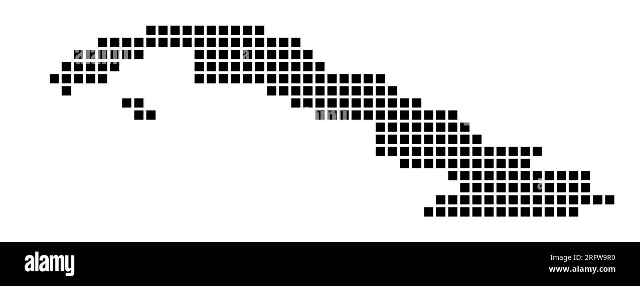 Kuba-Karte. Karte von Kuba im gepunkteten Stil. Ländergrenzen mit Rechtecken für Ihr Design. Vektordarstellung. Stock Vektor