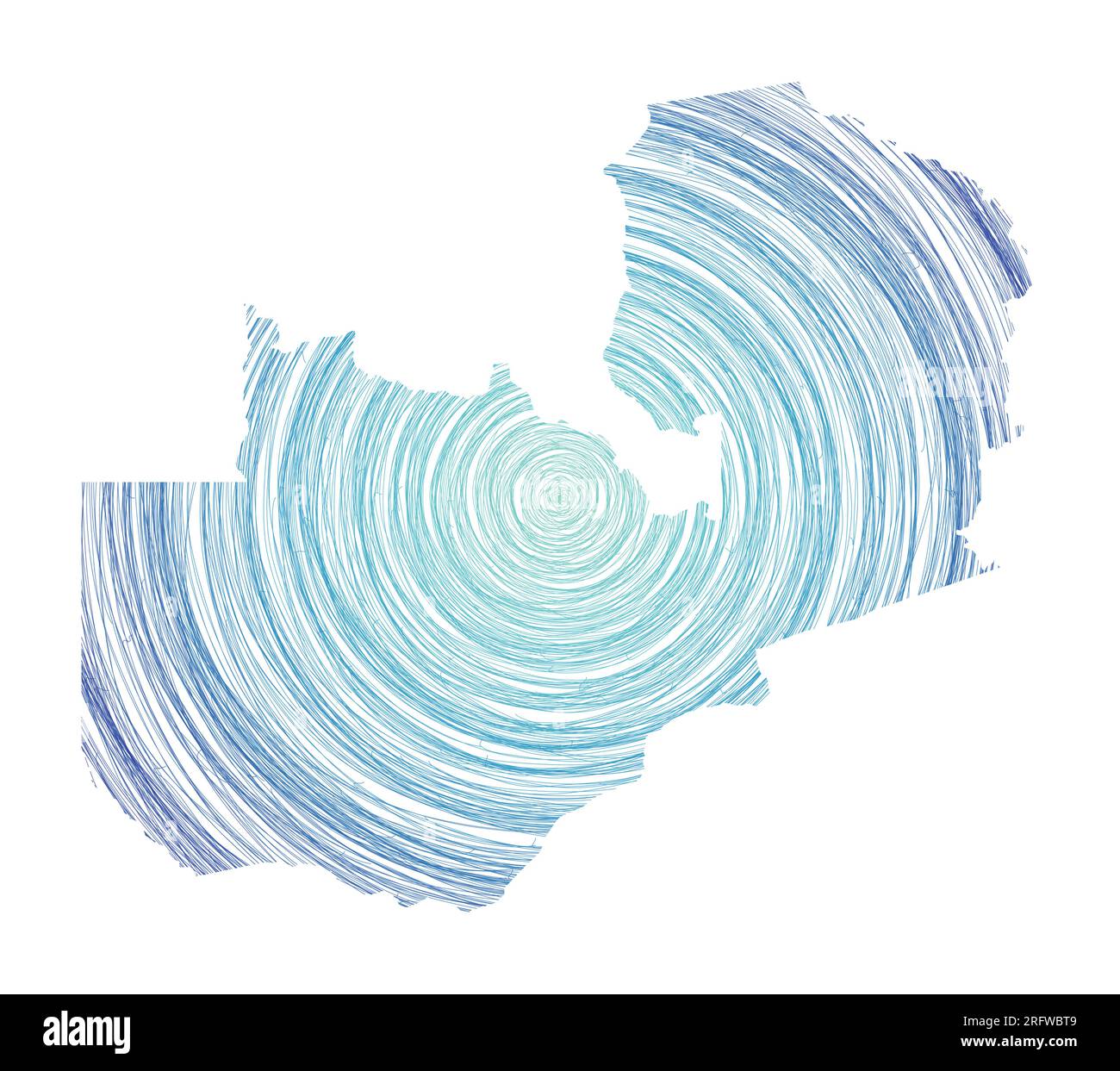 Sambische Karte mit konzentrischen Kreisen. Skizzieren Sie Kreise in Form des Landes. Vektordarstellung. Stock Vektor