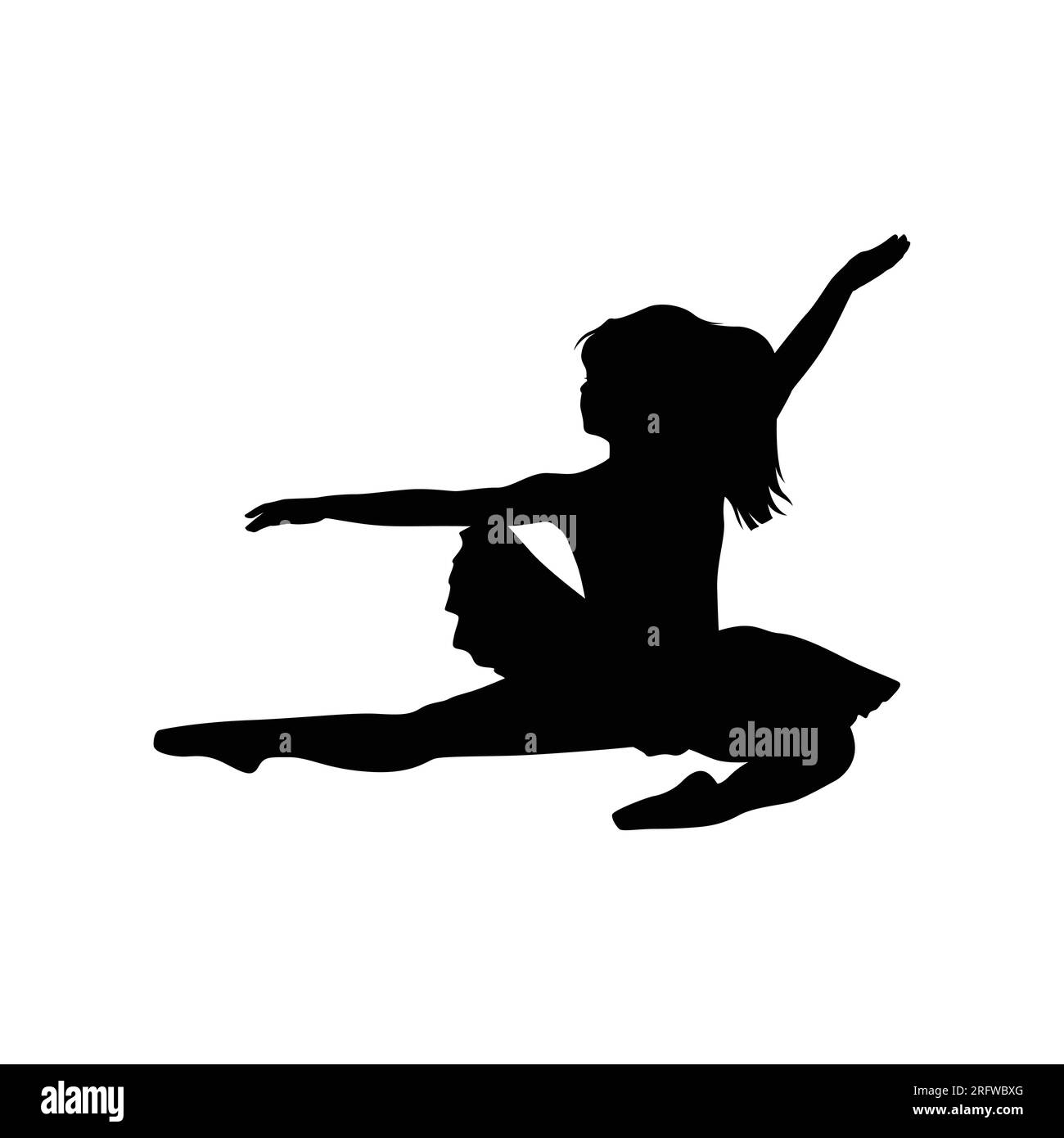 Ballerina Woman Silhouetten-Vektor-Illustration schwarz-weiß Stock Vektor