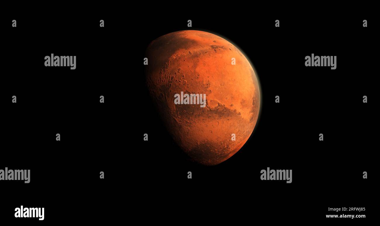 Roter Planet Mars im Weltraum. Stockfoto