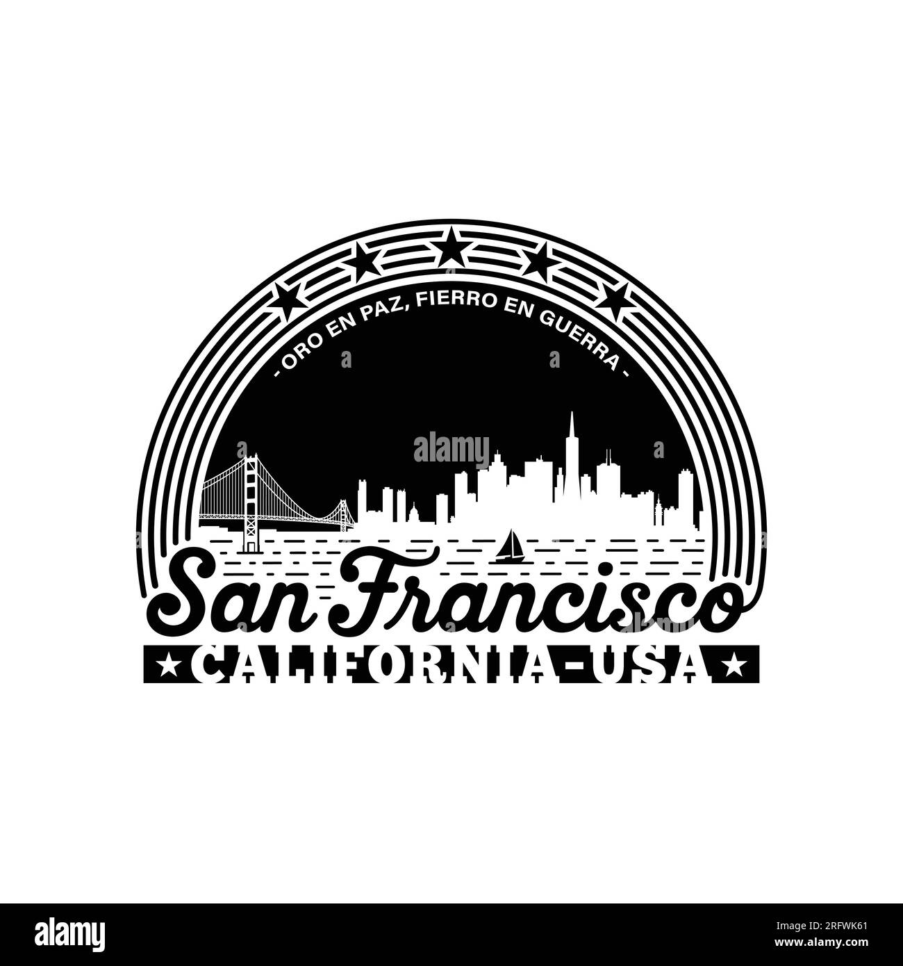 San Francisco, Kalifornien. Logo-Designvorlage. Vektor und Illustration. Stock Vektor