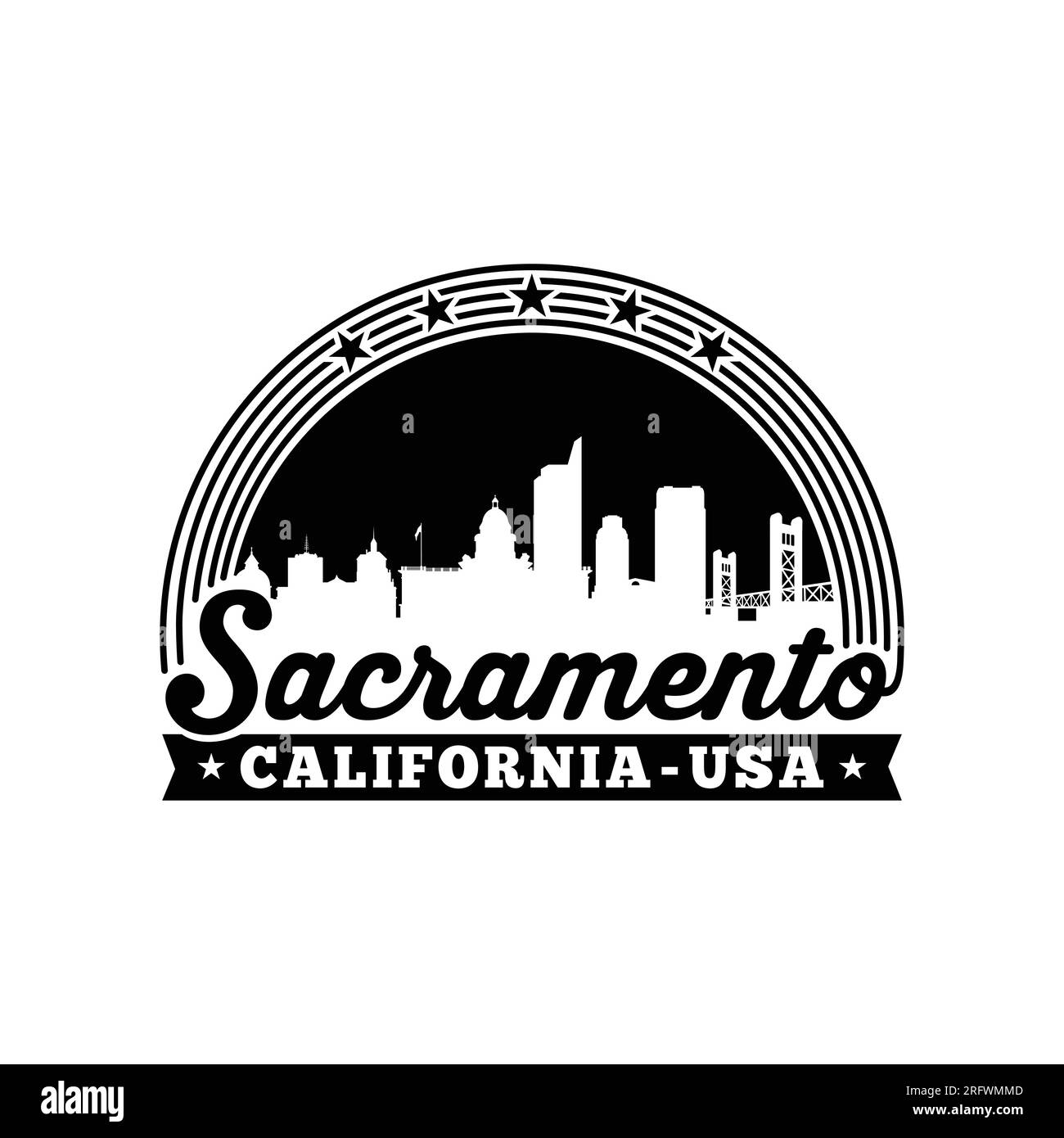 Logovorlage für Sacramento, Kalifornien, USA. Vektor und Illustration. Stock Vektor