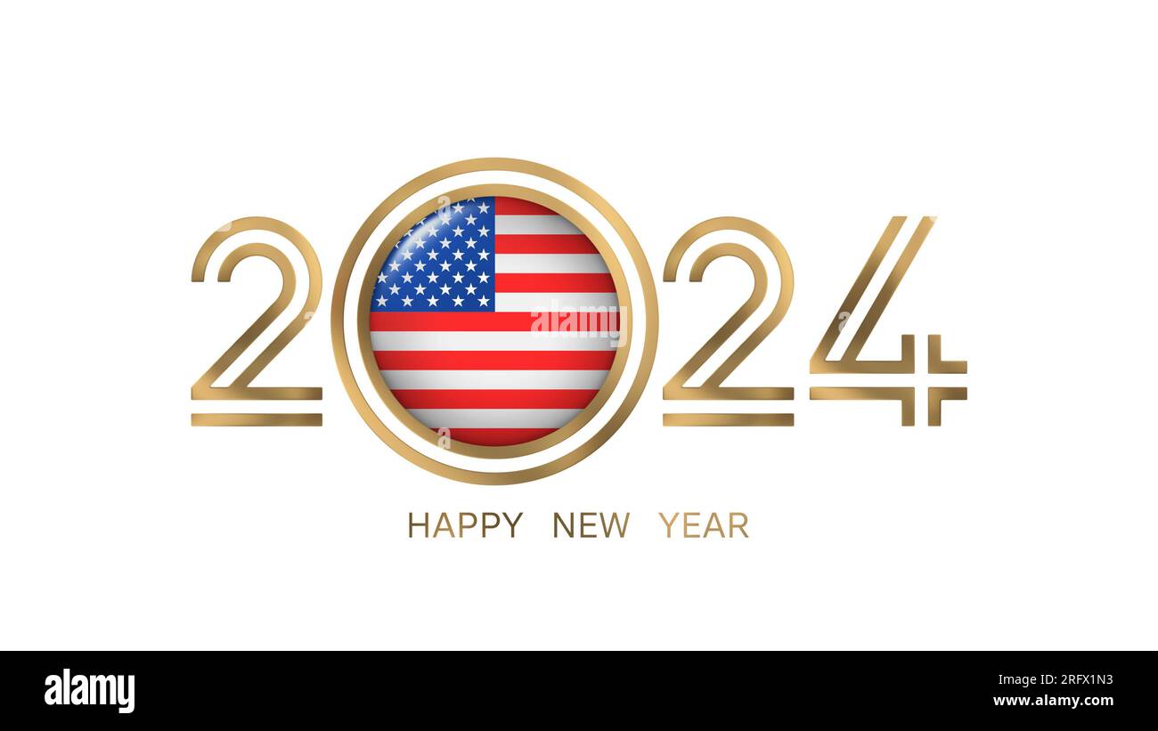 Frohes neues Jahr 2025 mit der Flagge der USA USA Stockfotografie Alamy