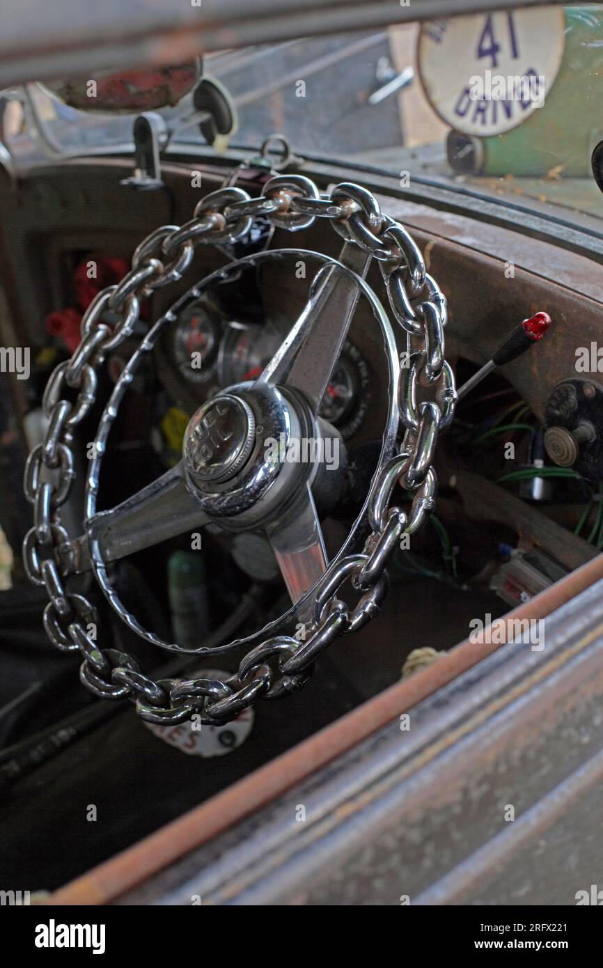 Chain Link Lenkrad Räder Maschendrahtzäune custom Auto Autos individuell angepasst Stockfoto
