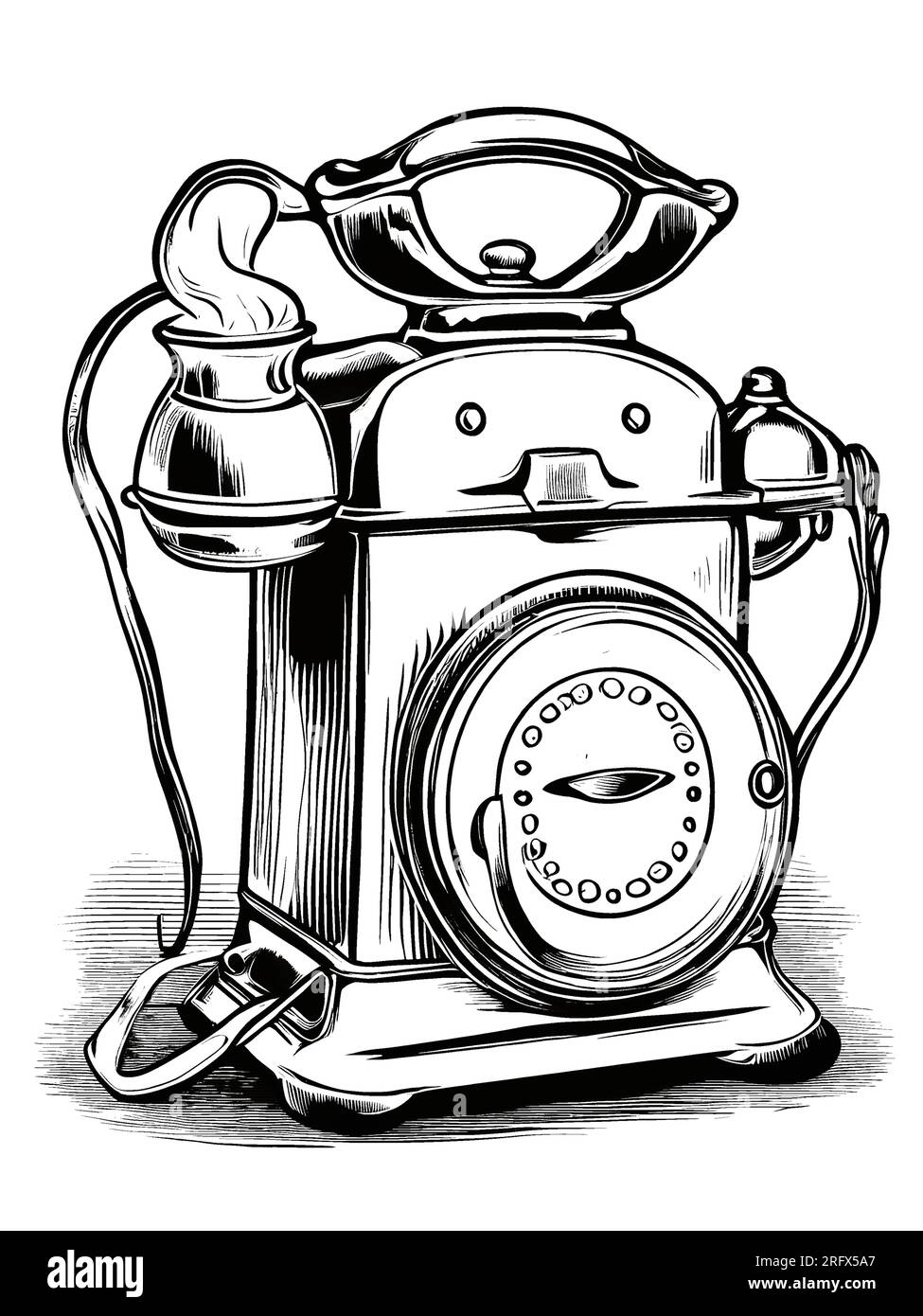 Retro Vintage Telefon Festnetz Klassischer Stil Stock Vektor