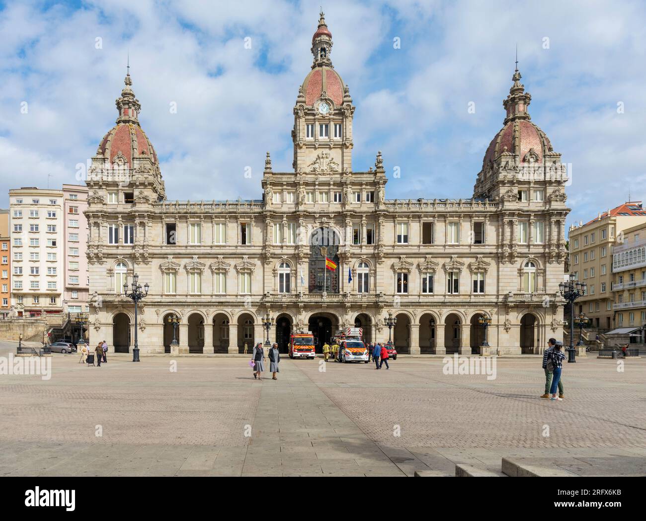 Rathaus in Praza de Maria Pita. La Coruña, Provinz La Coruña, Galicien, Spanien. Stockfoto