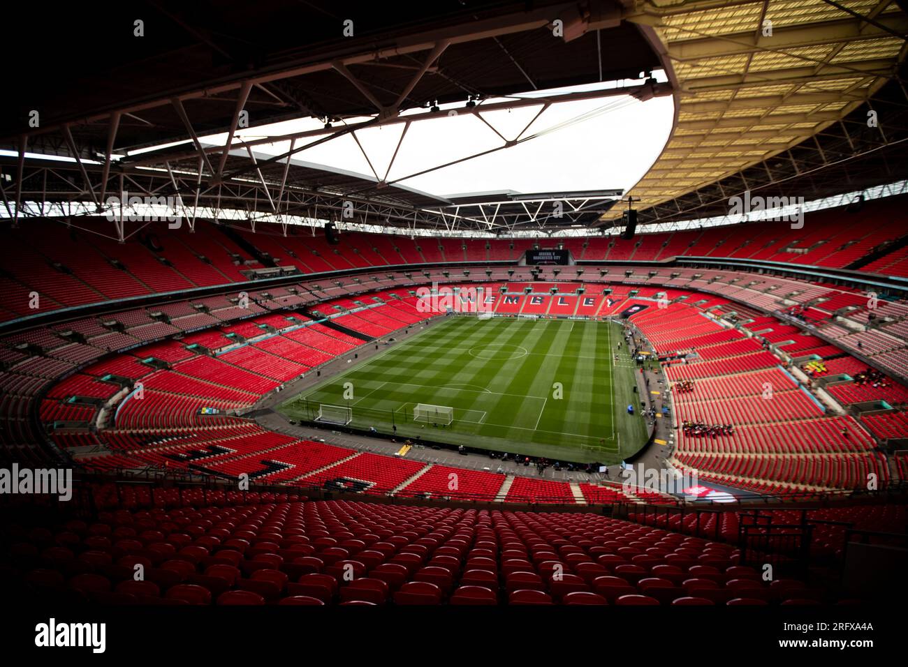 Allgemeine Betrachtung des Wembley-Stadions während des FA Community Shield-Spiels zwischen Arsenal und Manchester City am Sonntag, den 6. August 2023 im Wembley-Stadion, London. (Foto: Federico Guerra Maranesi | MI News) Stockfoto