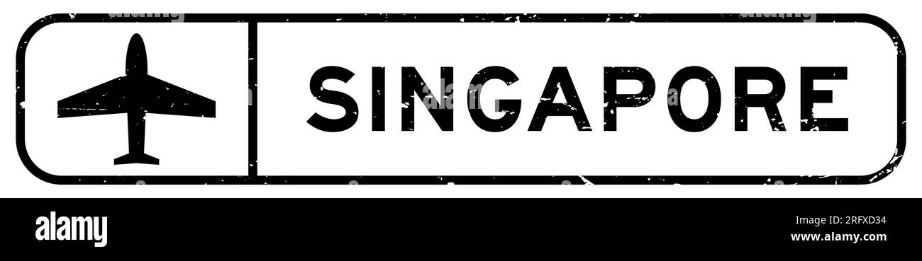 Grunge schwarzes singapur-Wort mit Ebenensymbol quadratischer Gummidichtung auf weißem Hintergrund Stock Vektor