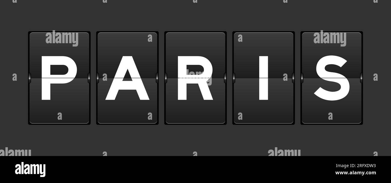 Schwarzes analoges Flipboard mit dem Wort „paris“ auf grauem Hintergrund Stock Vektor