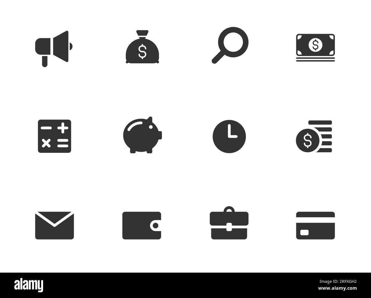 Business-Glyphe-Symbole isoliert auf weiß Stock Vektor