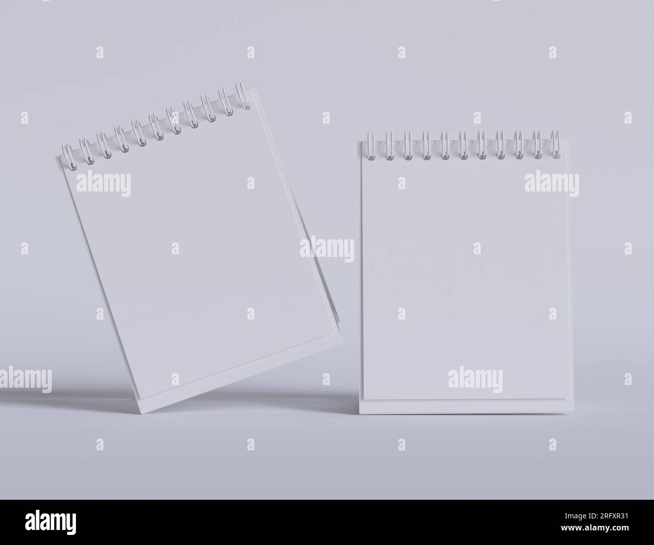Tischkalender mit 3D-Software in Weiß und realistischer Textur gerendert Stockfoto
