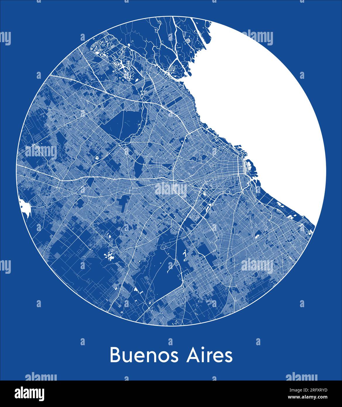 Stadtplan Buenos Aires Argentinien Südamerika Blau runder Kreisvektor Illustration Stock Vektor