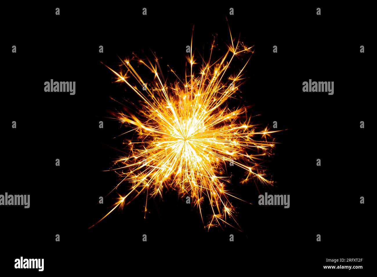 Feuerwerk, Funken, Isolate auf schwarzem Hintergrund Stockfoto