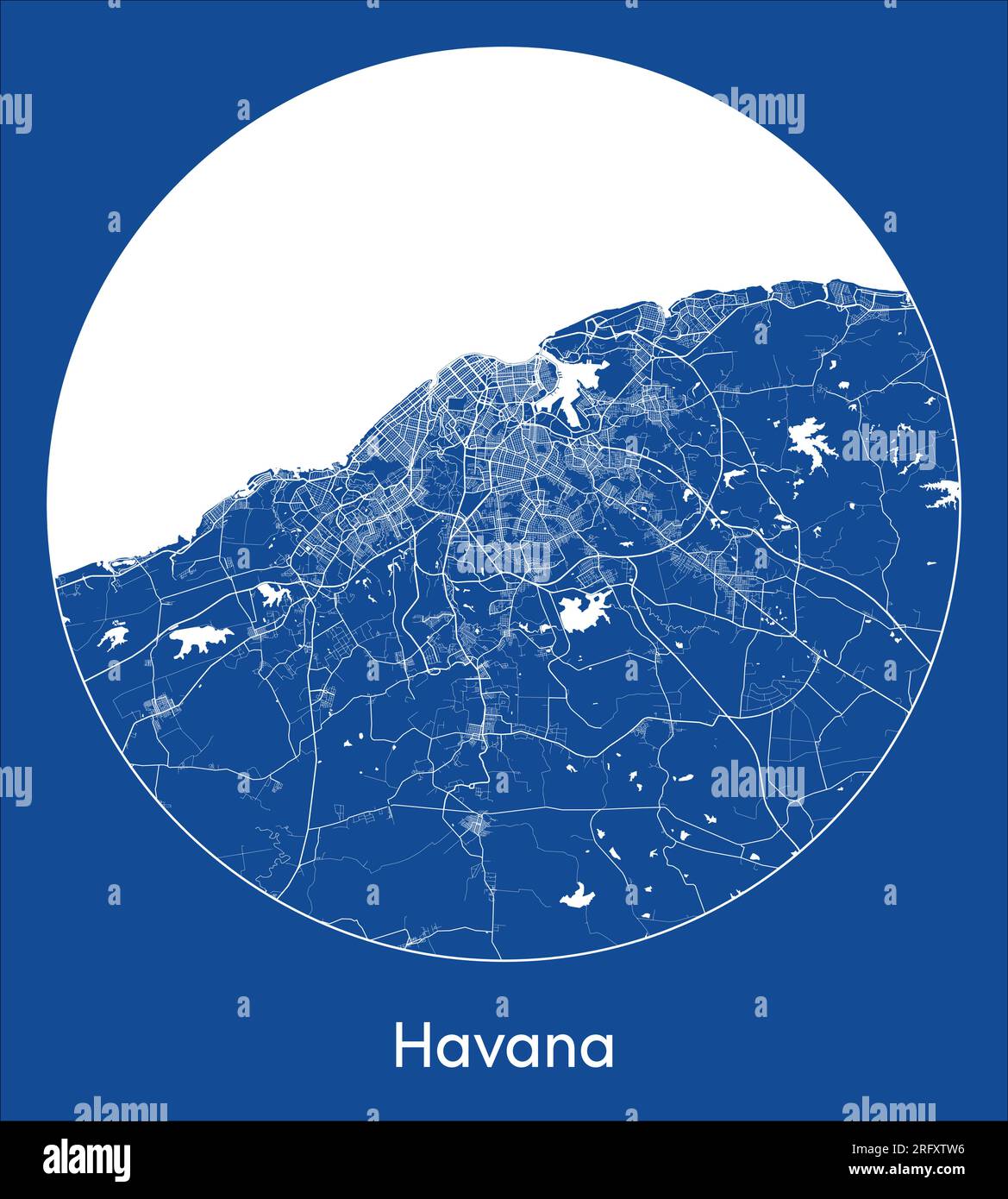 Stadtplan Havana Cuba Nordamerika Blau runder Kreisvektor Stock Vektor