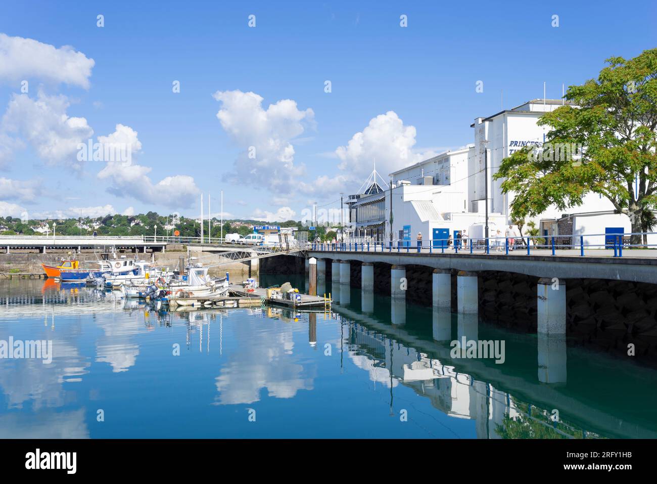 Torquay devon Fischerboote liegen im Torquay Harbour Princess Parade an der Torquay Marina Torquay Devon English Riviera England Großbritannien GB Europa Stockfoto