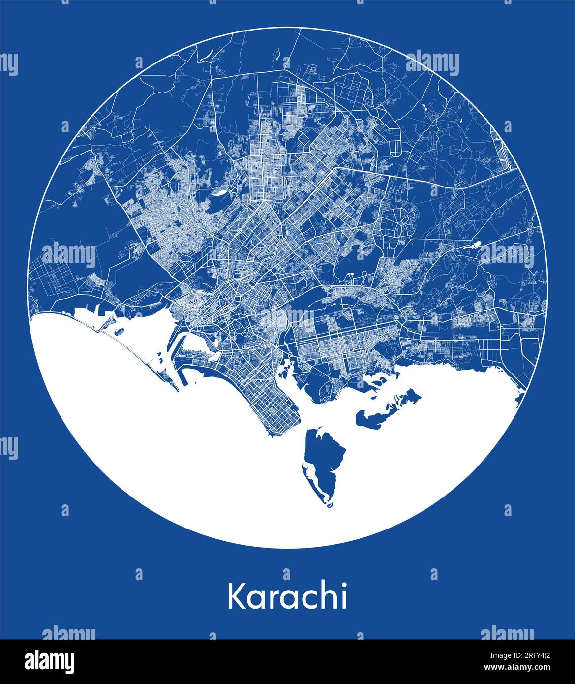 Stadtplan Karatschi Pakistan Asien Blauer Kreisvektor Stock Vektor