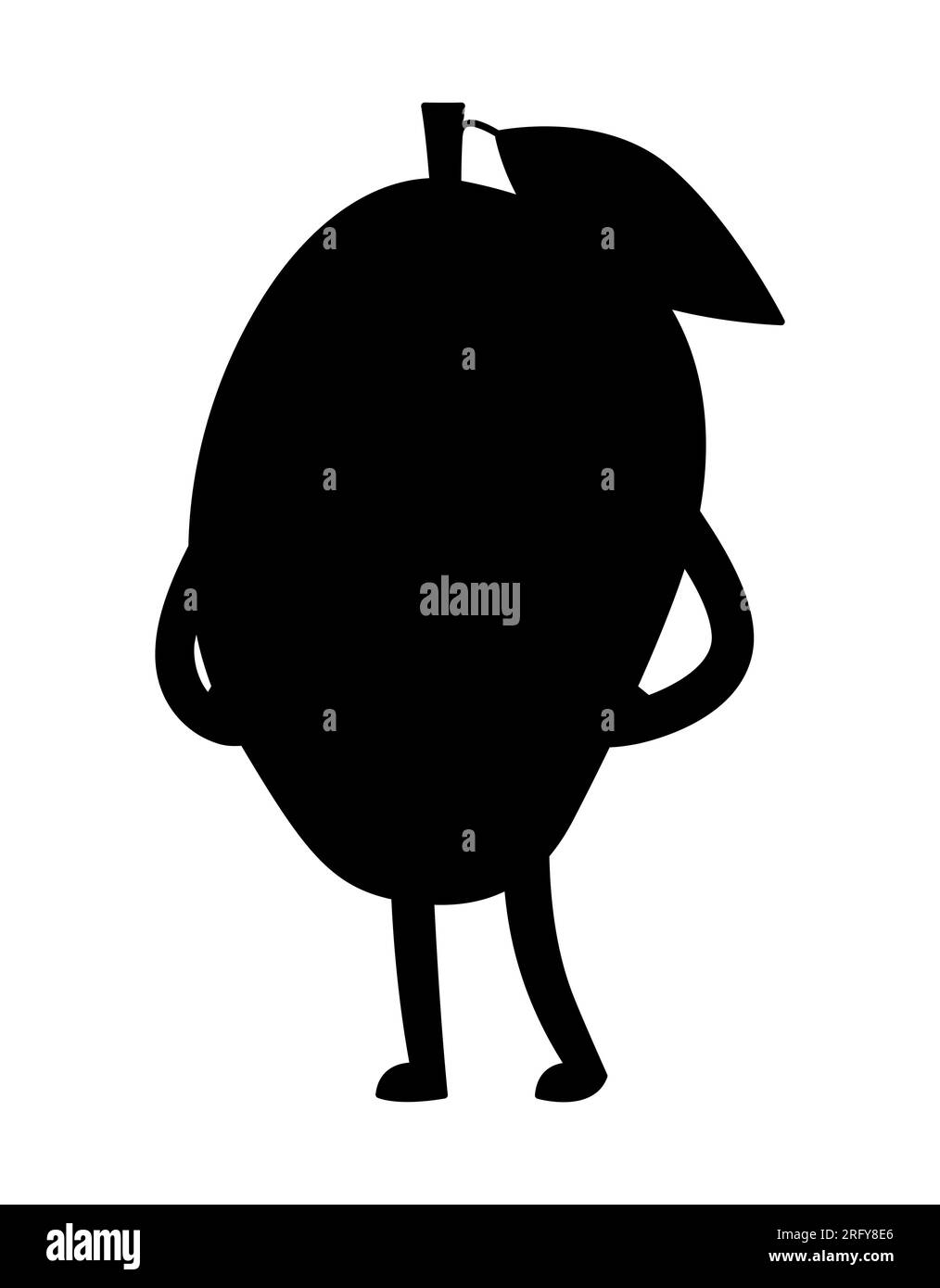 Cartoon Mango Frucht Charakter mit Händen und Beinen, Logo für gesunde Ernährung, Sommerfrucht Vektor Charakter, Silhouette Stock Vektor