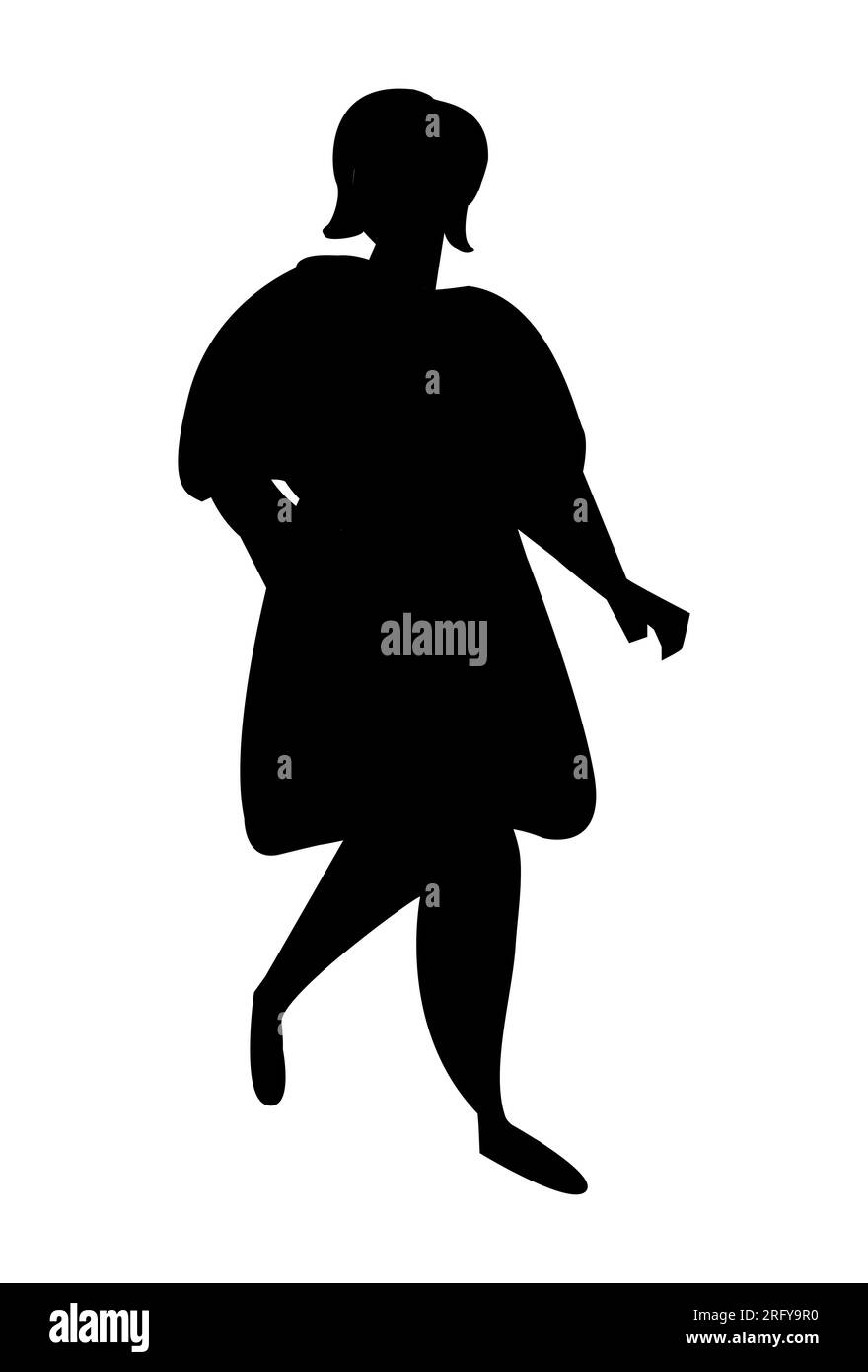 Schwarze Silhouette einer einfachen Frau, die zwanglos steht, Vektorbild Stock Vektor