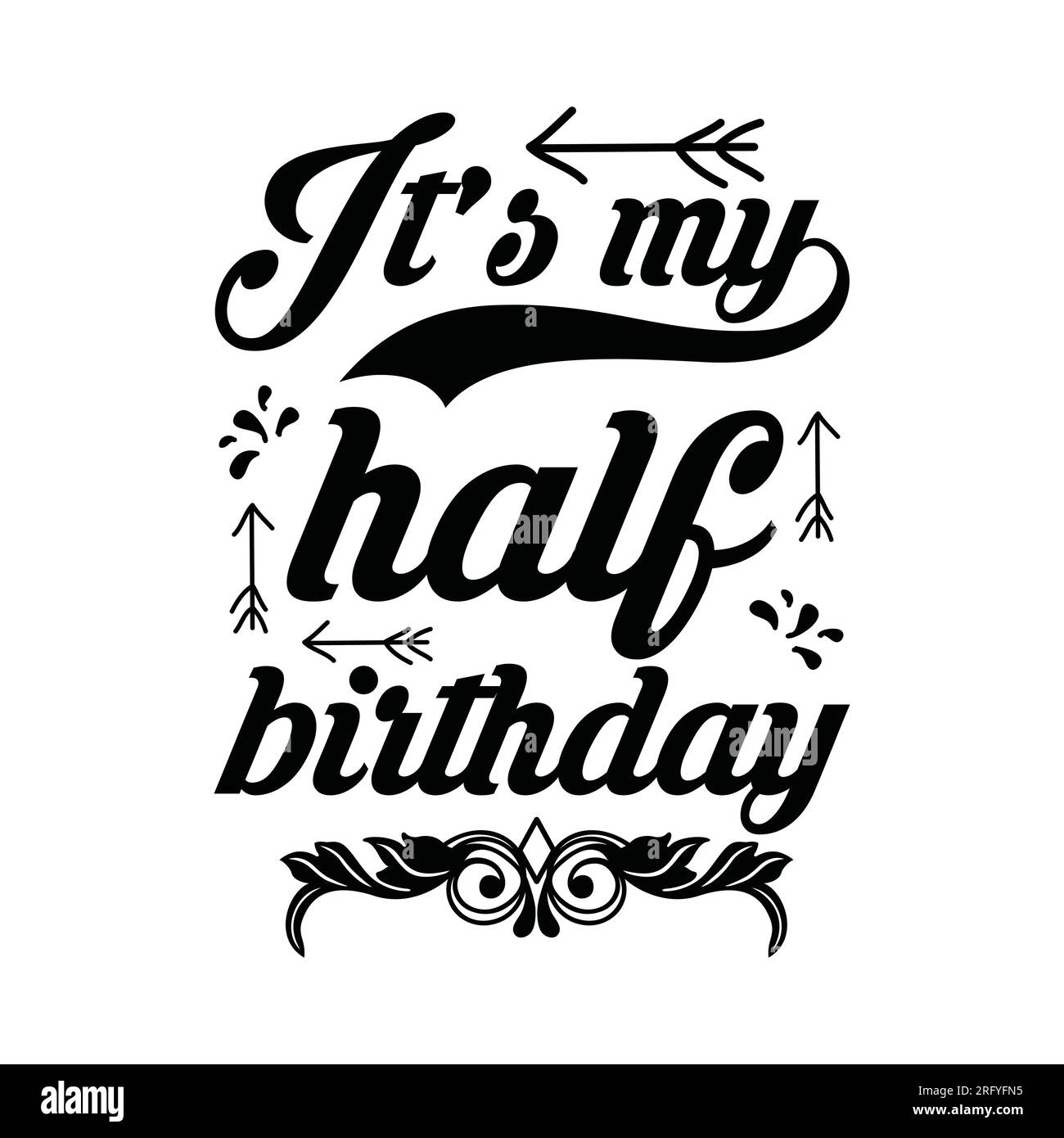 Ich habe Geburtstag, Typografie-T-Shirt-Design, T-Shirt-Design, T-Shirt-Design, T-Shirt-Design mit Schriftzug, Silhouette-T-Shirt-Design, Kunst, Schwarz, Kalligra Stock Vektor