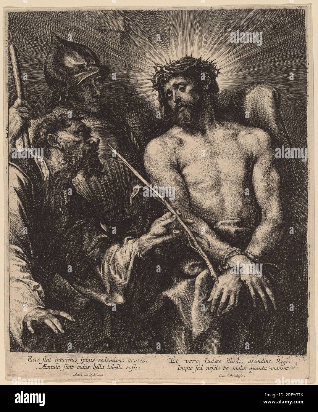 "Sir Anthony van Dyck und Lucas Emil Vorsterman zugeschrieben, Christus gekrönt mit Dornen, wahrscheinlich 1630, Gravur und Gravur, Rosenwald-Sammlung, 1944.14.67" Stockfoto