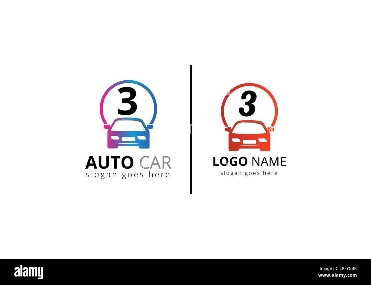 Abstraktes Fahrzeuglogo auf dem 3-Zeichen-Symbol für Automotive Company. Stock Vektor