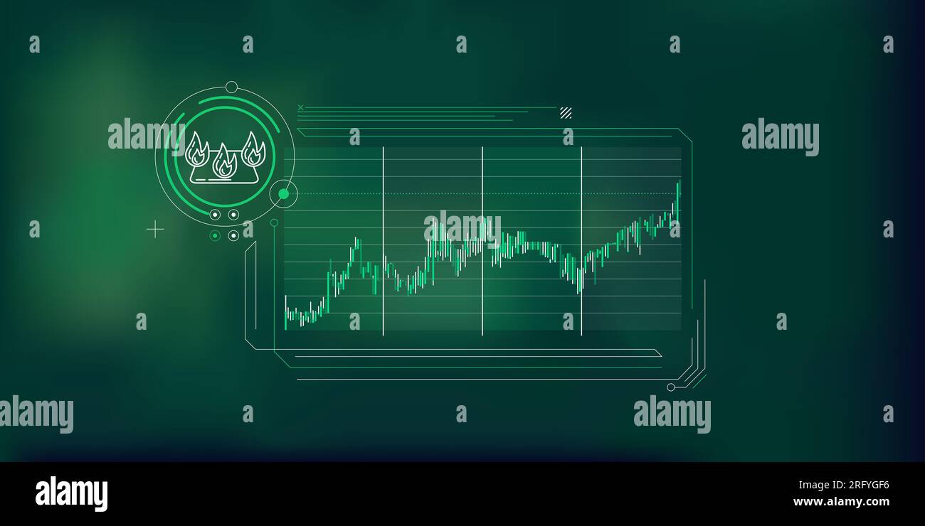 Eine einfache Infografik über steigende Erdgaspreise. Stockfoto