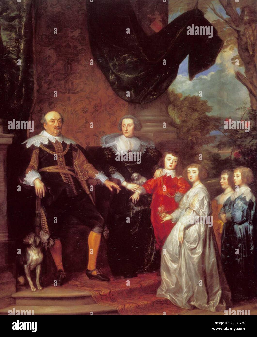 Porträt von Jan VIII (der jüngere), Graf von Nassau-Siegen, mit seiner Familie 1634 gedateerd von Anthony van Dyck Stockfoto