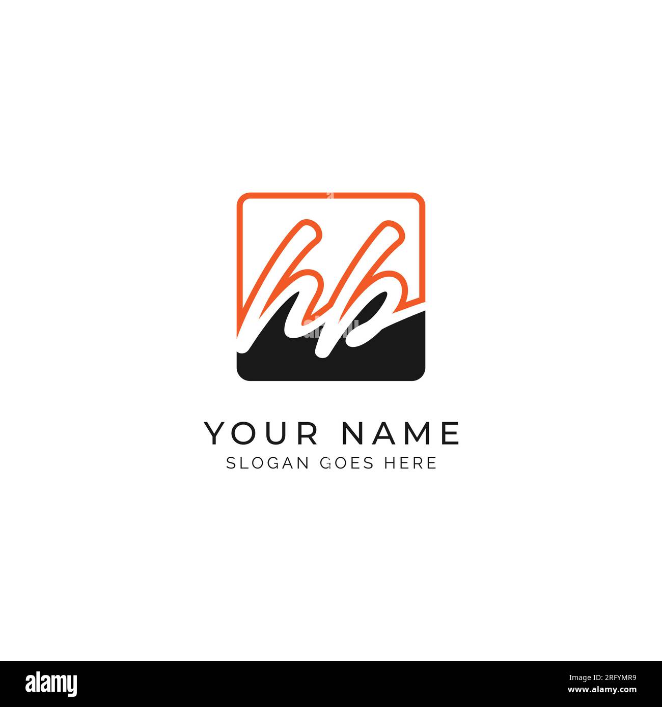 H, B, HB Anfangsbuchstabe handschriftlich und Signaturvektorbildvorlage im quadratischen Formprotokoll Stock Vektor