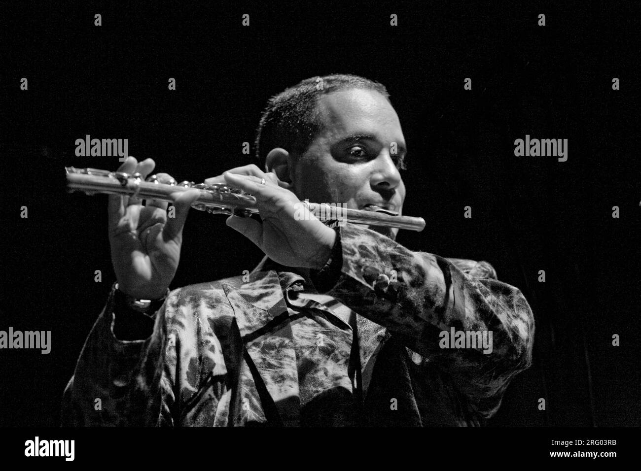 Der Flötenspieler ORLANDO VALLE, bekannt als MARACA, spielt beim MONTEREY JAZZ FESTIVAL 51. in MONTEREY, KALIFORNIEN, Afro-Cuban Jazz Stockfoto