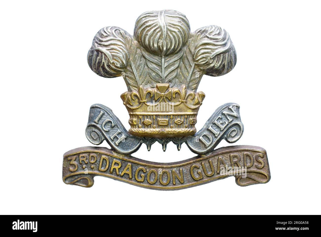 Das Mützenabzeichen der 3. Dragoon Guards. Stockfoto