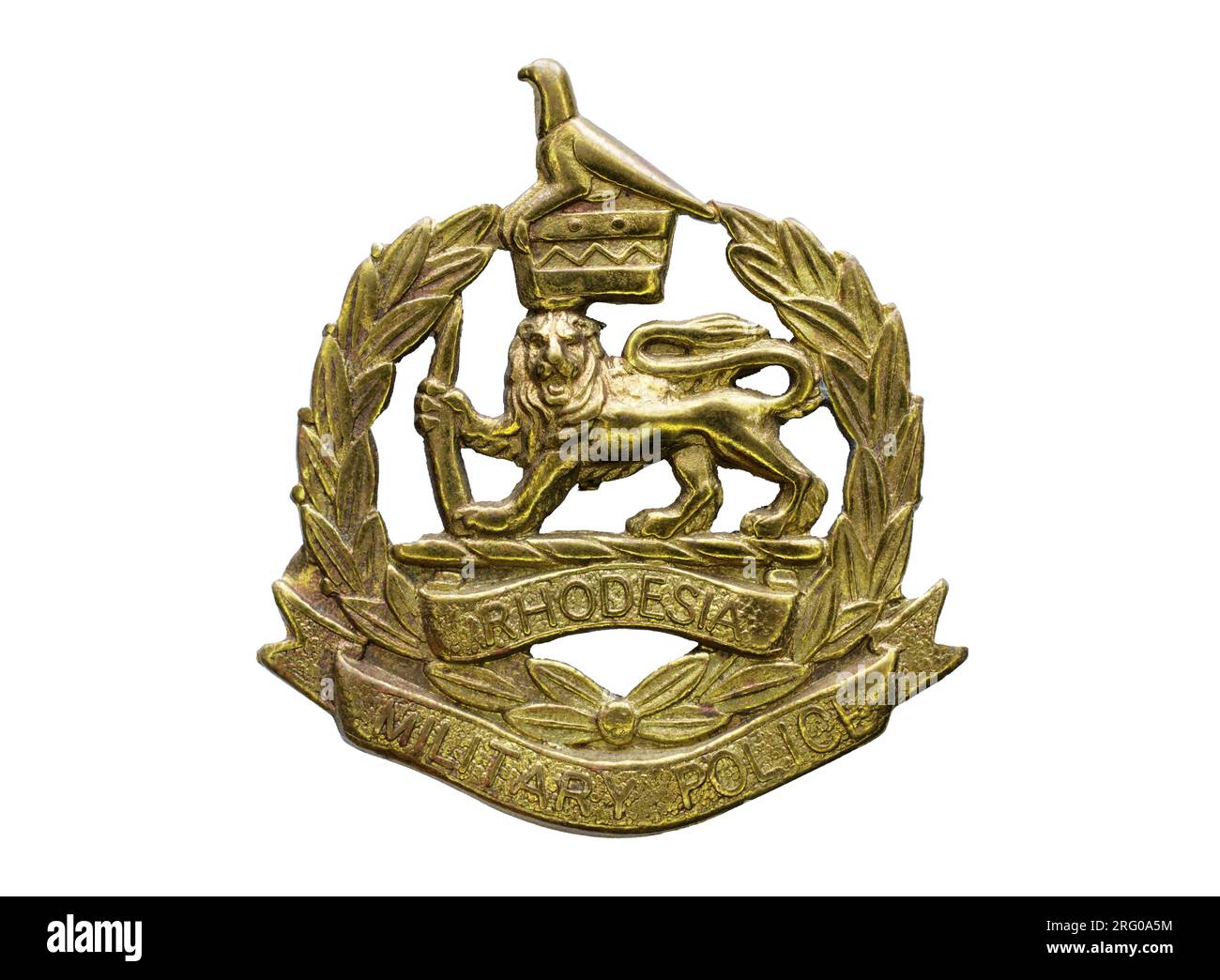 Das Mützenabzeichen des Rhodesianischen Militärpolizeikorps, c.1970-1979. Stockfoto