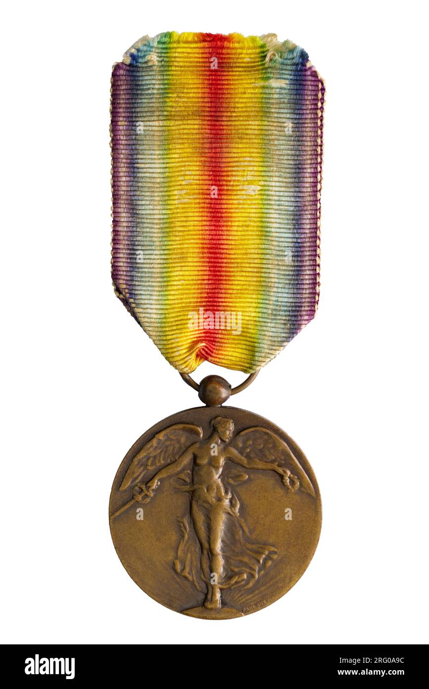 Eine belgische Medaille für den Ersten Weltkrieg. Stockfoto