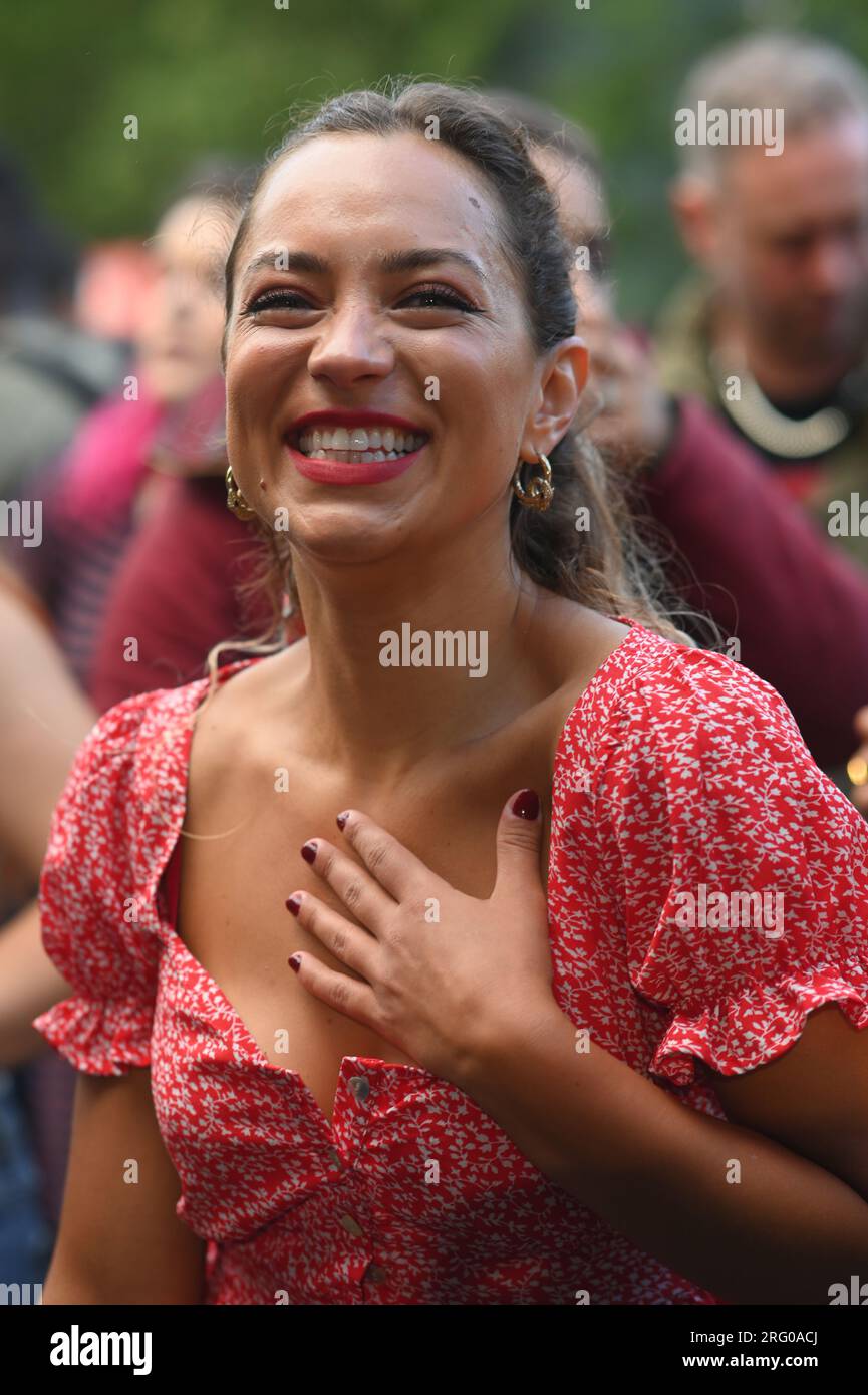 Walpole Park, London, Großbritannien. 5. Aug. 2023. Das größte Latin Music Festival Großbritanniens kehrt in diesem Sommer zum 7. Jahr zurück und zeigt lateinamerikanische Liebe und lateinische Magie im Walpole Park in West-London. Kredit: Siehe Li/Picture Capital/Alamy Live News Stockfoto