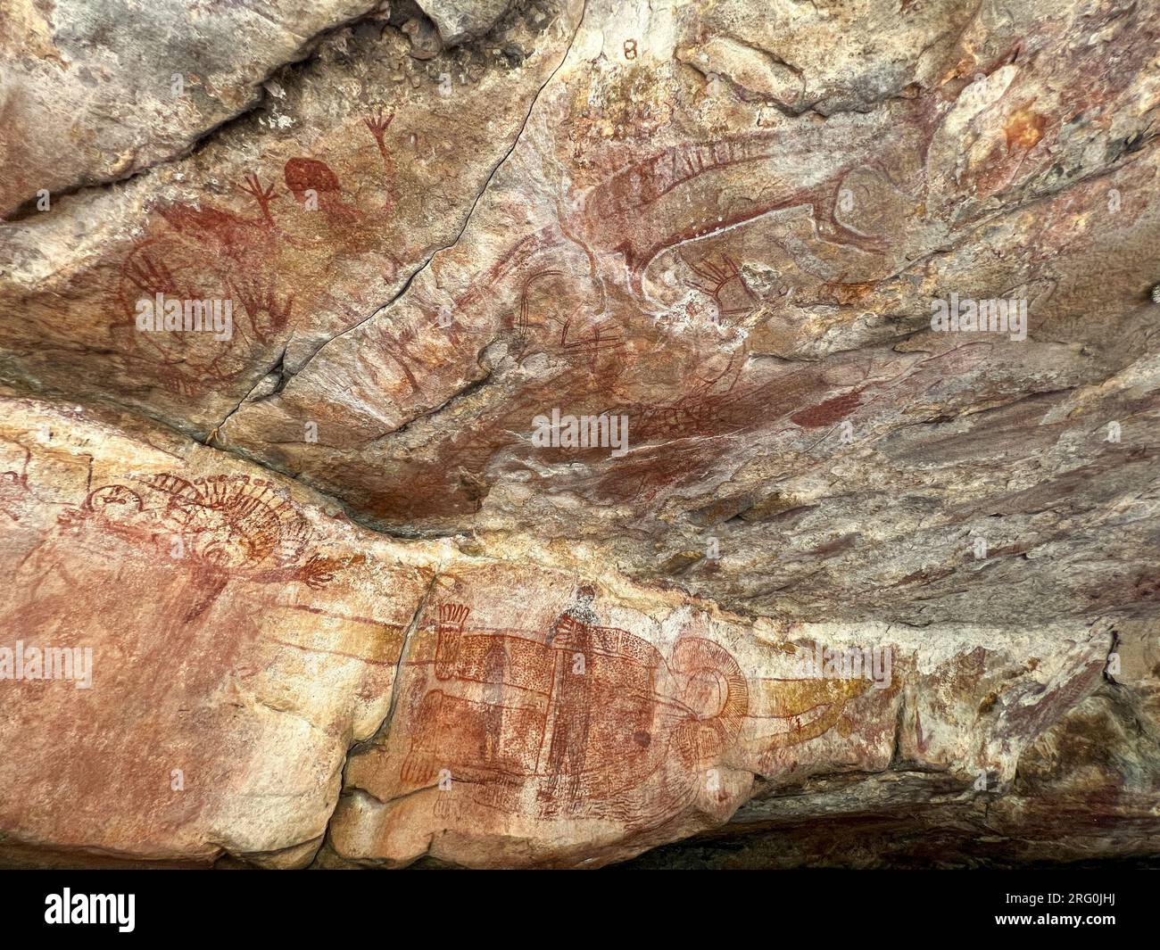 Gwion Gwion Ära Ureinwohner-Felskunst in der australischen Kimberley-Region Stockfoto