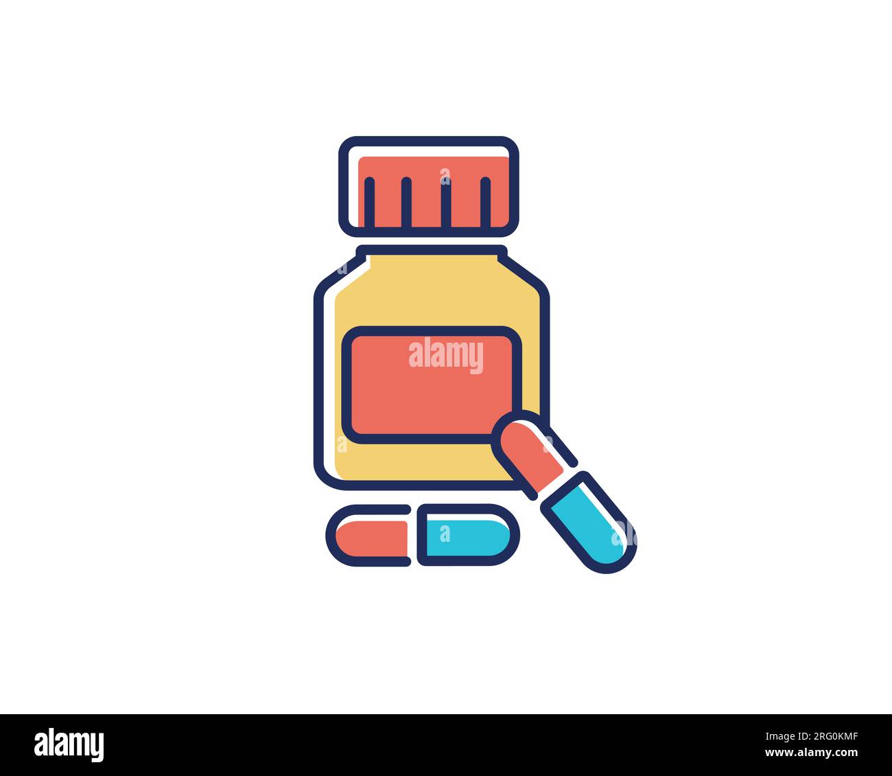 Symbol der Arzneimittelflasche auf weißem Hintergrund, Füllstil, Vektordarstellung Stock Vektor