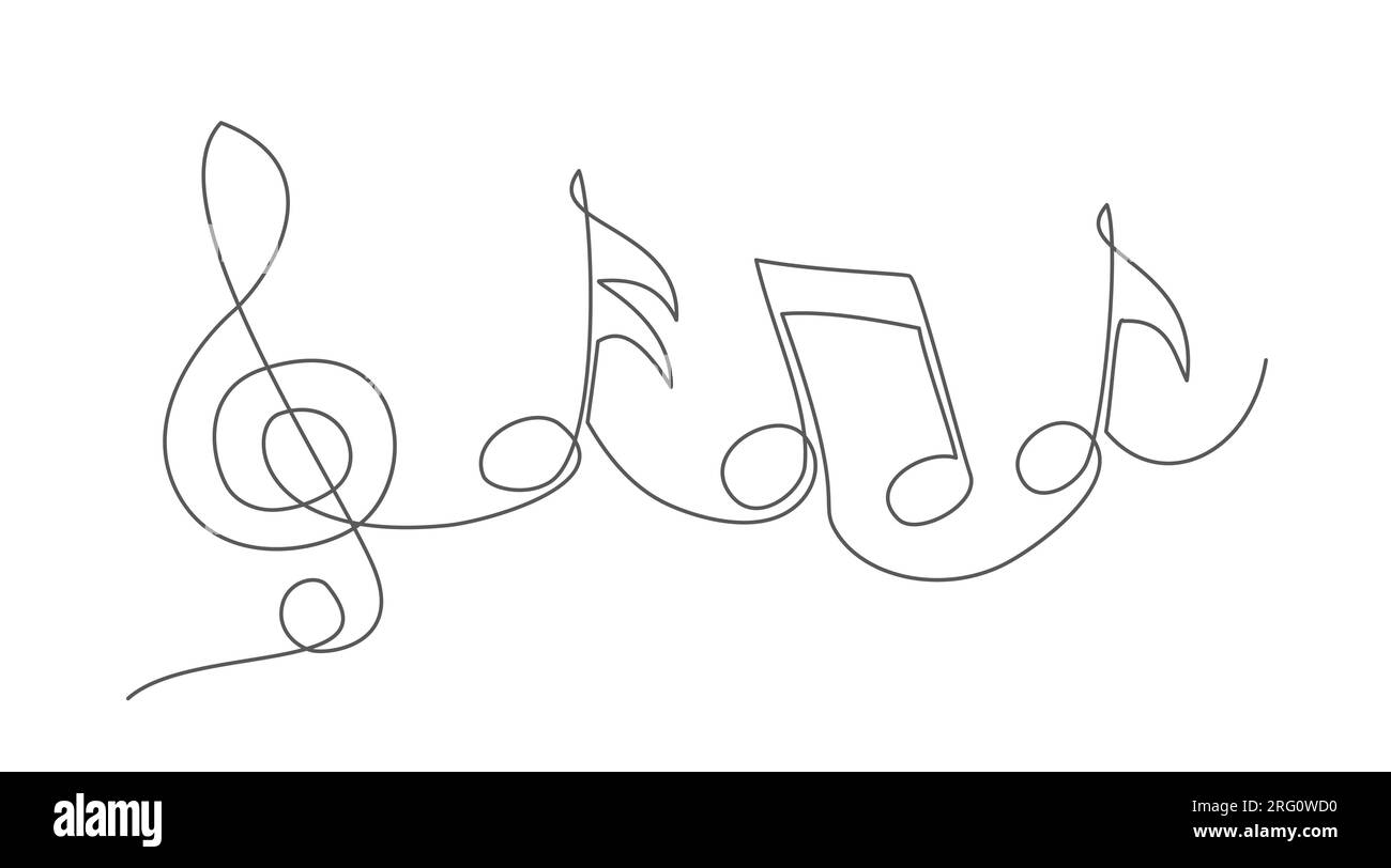 Musiknotizen eine Linie auf weißem Hintergrund Stock Vektor