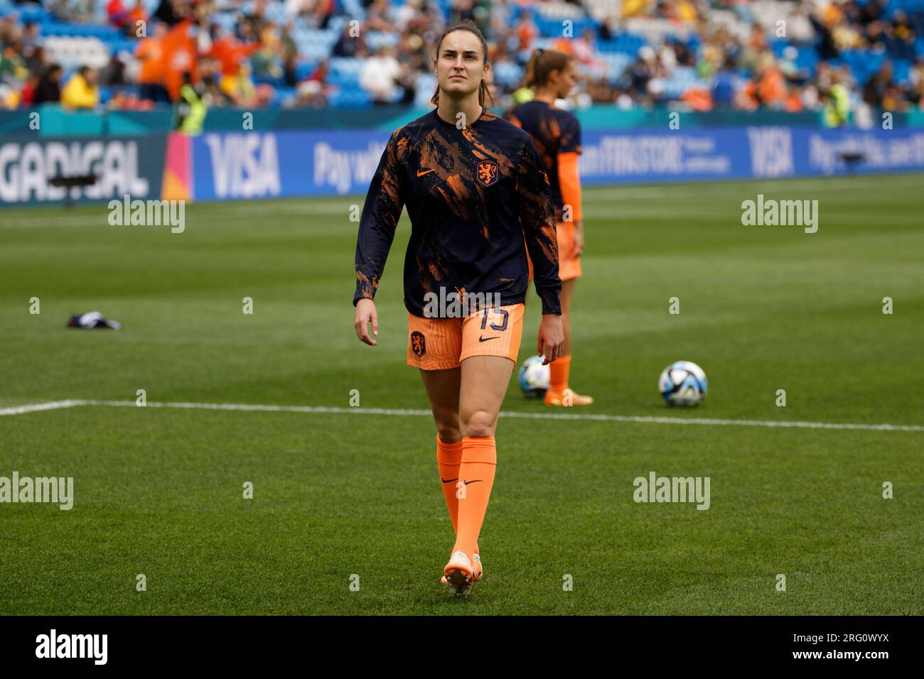 Sydney, Australien. 06. Aug. 2023. Caitlin Dijkstra of Netherlands erwärmt sich vor dem FIFA Women's World Cup 2023. Runde 16 zwischen den Niederlanden und Südafrika im Sydney Football Stadium am 6. August 2023 in Sydney, Australien. Guthaben: IOIO IMAGES/Alamy Live News Stockfoto