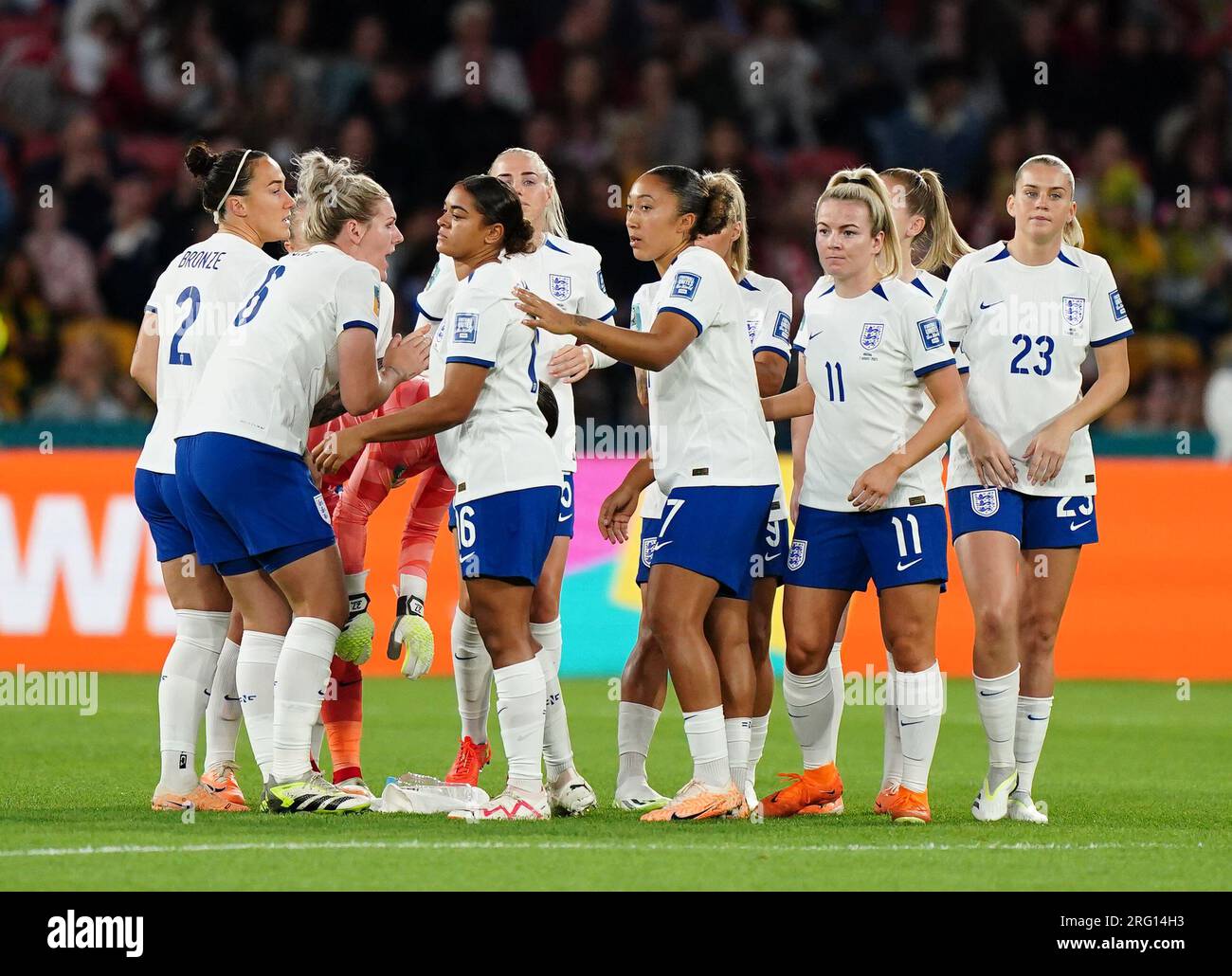 England trifft sich vor dem FIFA Women's World Cup, Runde 16 im Brisbane Stadium, Australien. Foto: Montag, 7. August 2023. Stockfoto
