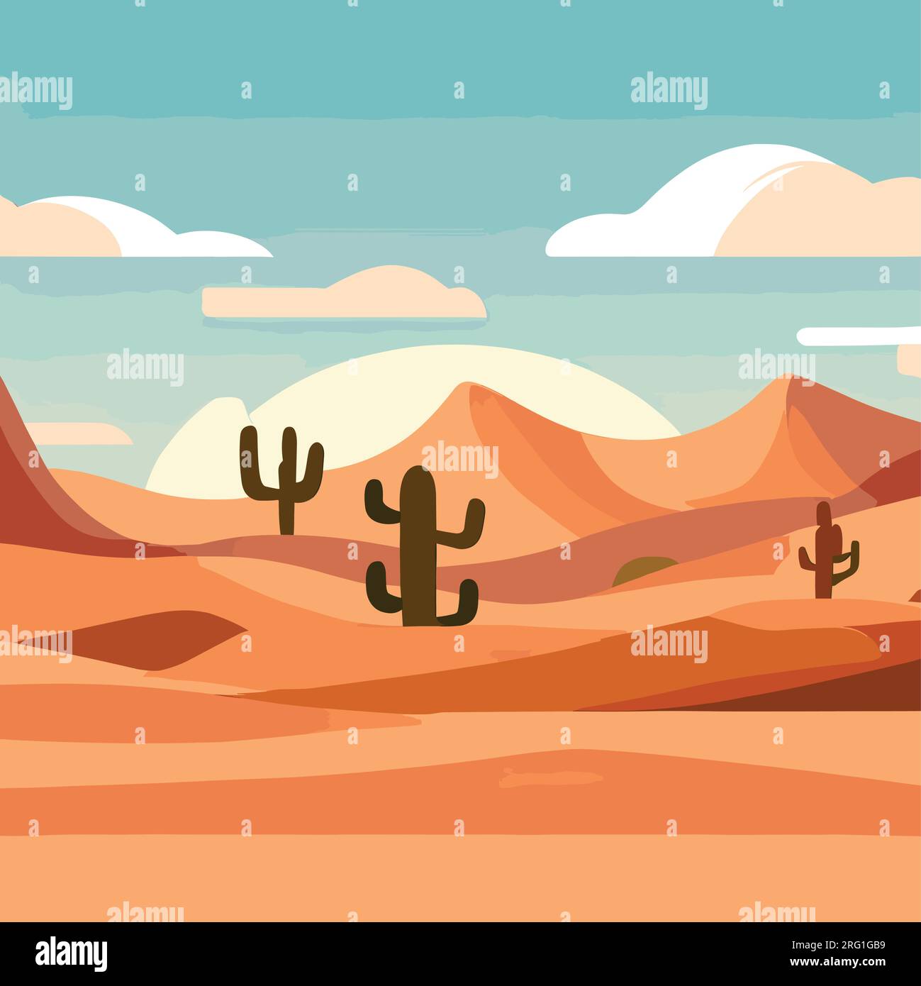 Flache Vektordarstellung der Wüstenlandschaft Stock Vektor
