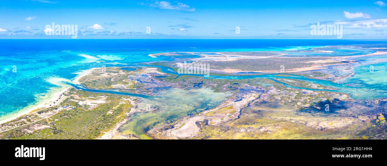 Panoramablick auf die Codrington Lagune, Antigua und Barbuda, Karibik Stockfoto