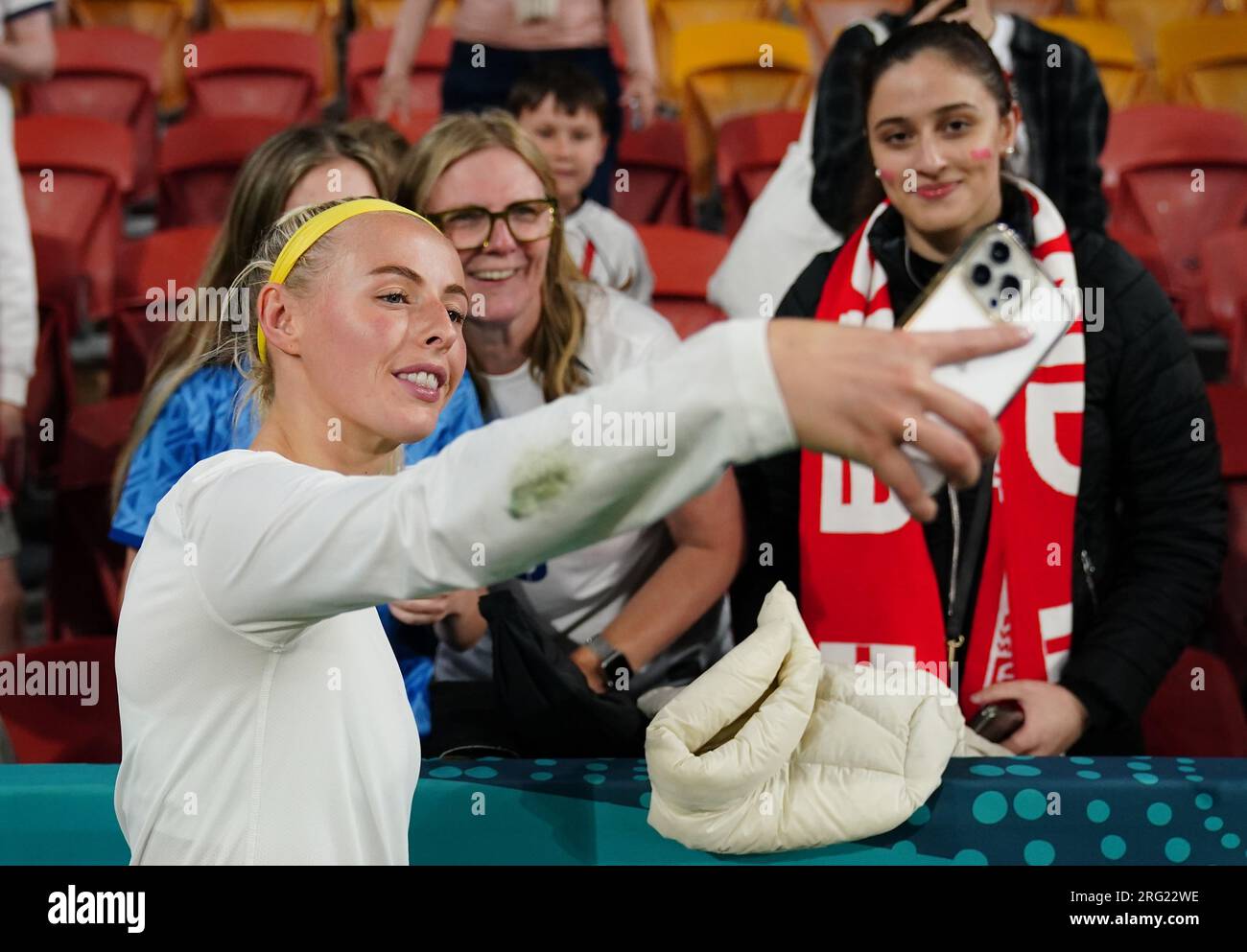Chloe Kelly aus England nach dem FIFA Women's World Cup, Runde 16 im Brisbane Stadium, Australien. Foto: Montag, 7. August 2023. Stockfoto
